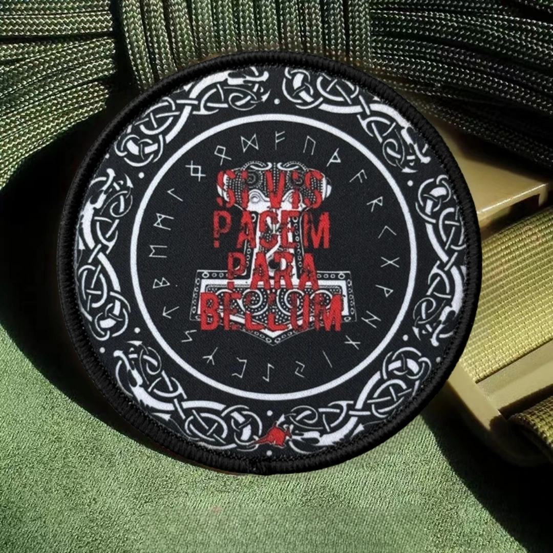 Parche táctico Hammer Morale "SI VIS PACEM PARA BELLUM", parches de gancho impresos para ropa, equipo militar, pegatina para mochila - imagen 3