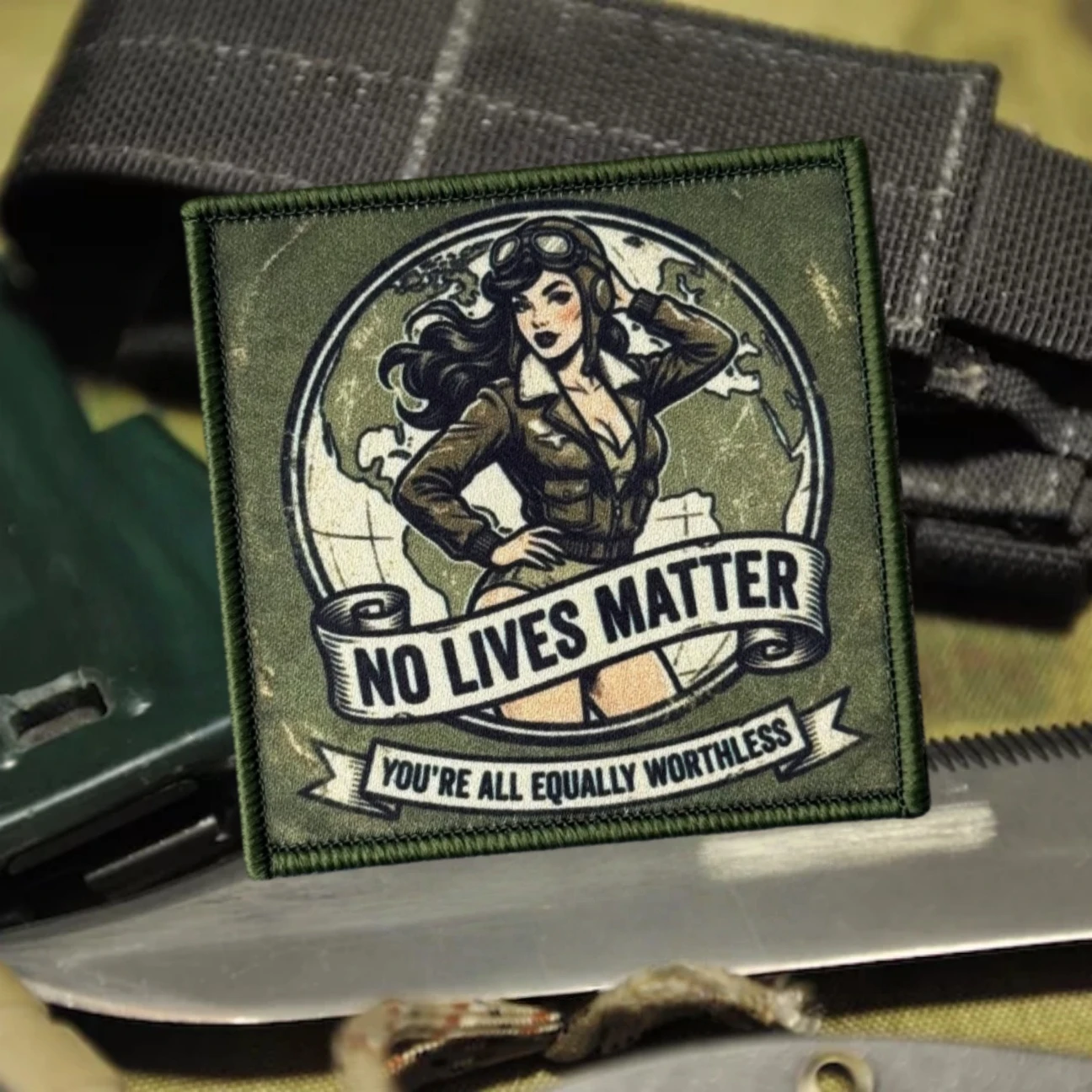"No Lives Matter, eres todos igualmente sin problemas" insignia de moral de belleza Sexy parches impresos pegatina para mochila del ejército militar táctico - imagen 5