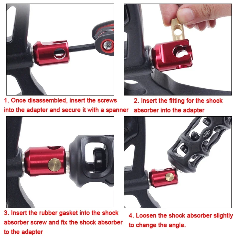 Adaptadores de amortiguador de tiro con arco, varilla estabilizadora de arco compuesto, ajuste de ángulo, aleación de aluminio, caza, tiro al aire libre - imagen 4