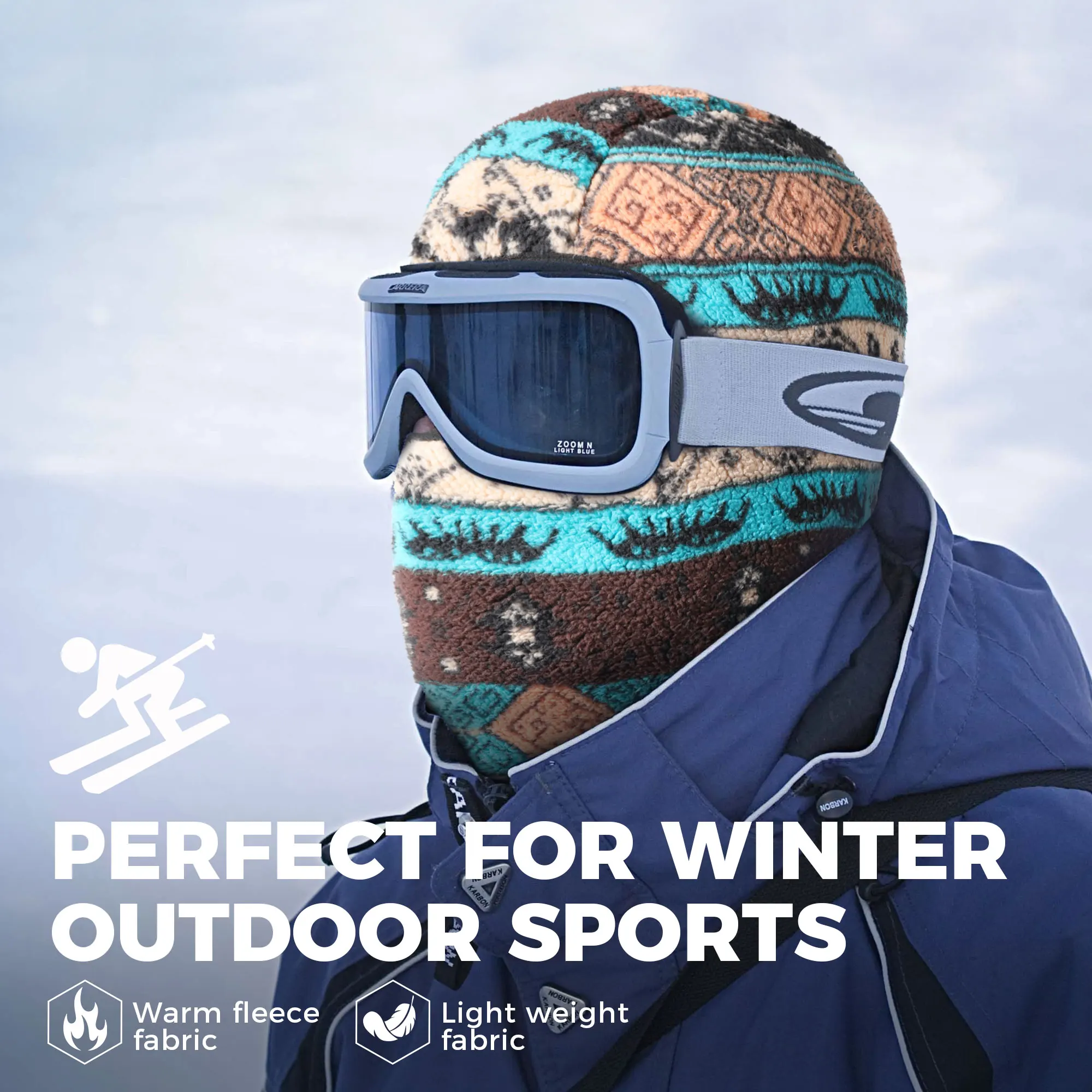 Pasamontañas térmico para esquí, máscara cálida de lana, cubierta para todo el rostro, deportes de invierno, Snowboard, correr, caminar, esquí, accesorios al aire libre - imagen 3