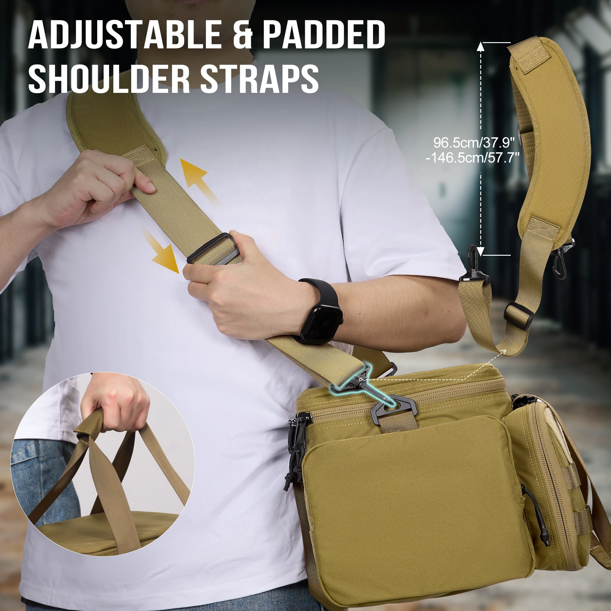 ONETIGRIS Bolsa de alcance para pistola, bolsas de tiro de caza para pistola con 3 divisores extraíbles Bolsa de lona para pesca, senderismo, deportes - imagen 3