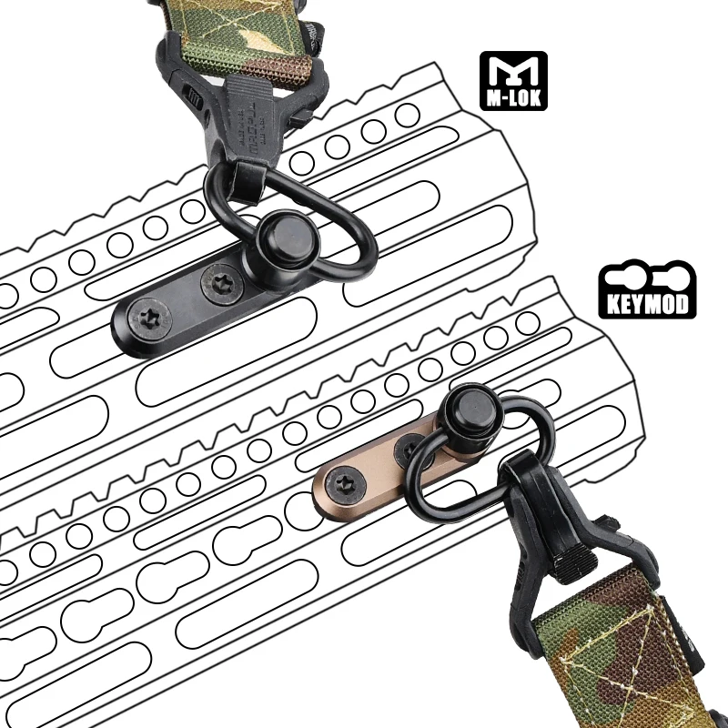 WADSN QD Correa giratoria con hebilla, Base de montaje, correa de Metal de liberación rápida, hebilla de caza, accesorios de Airsoft, montaje de Mlok Keymod - imagen 3