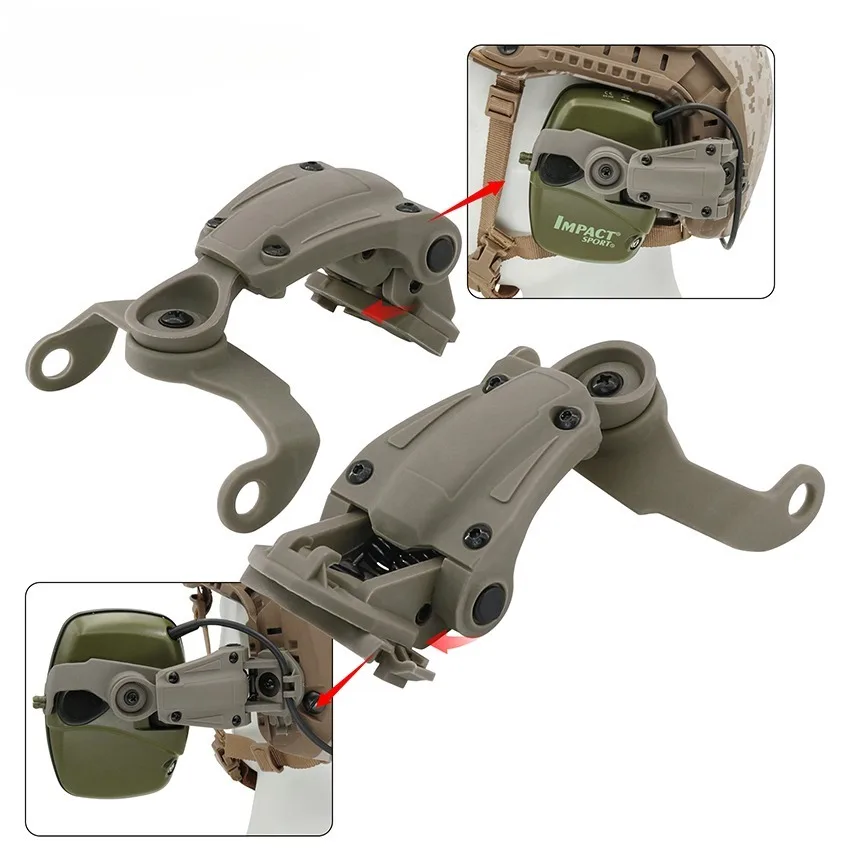 Adaptador de riel de montaje para casco, auriculares de disparo electrónico amplificado de sonido para deportes de impacto, ideal para el modelo de grip Leight ARC - imagen 4