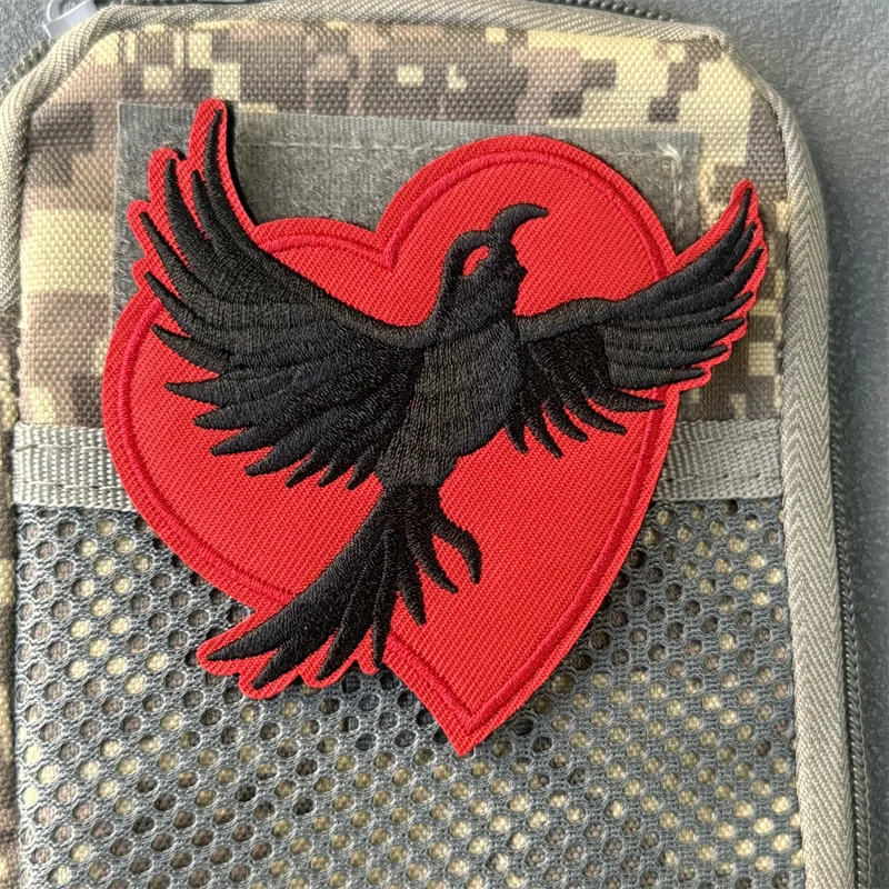 Parche "Crow", insignia de moral táctica, gancho bordado y bucle, mochila, accesorios de decoración de ropa, brazalete adhesivo - imagen 3