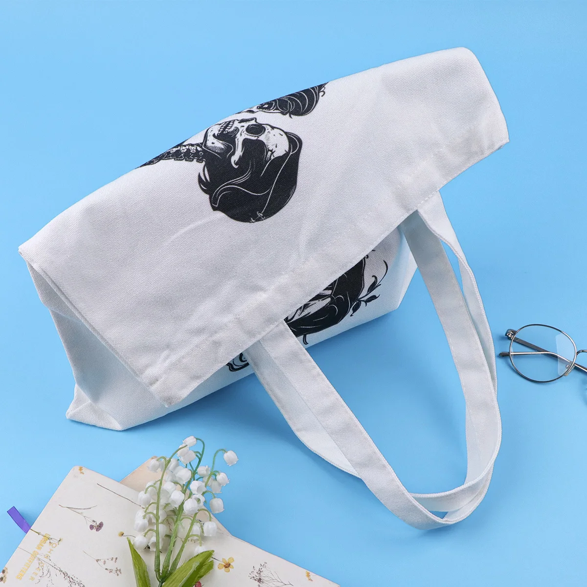 Bolso de mano con esqueleto, bolsos de hombro para mujer, bolso de compras Vintage, bolso de mano de lona informal de gran capacidad - imagen 3