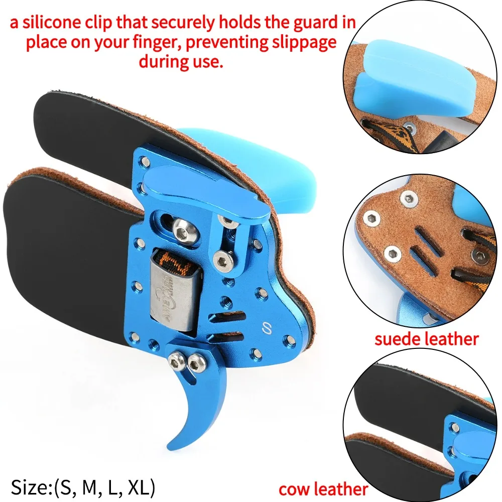 Protector de dedo para tiro con arco S/M/L/XL, pestaña de cuero de vaca para mano derecha, arco, flecha, guante de protección para caza, Protector de dedo para tiro - imagen 3