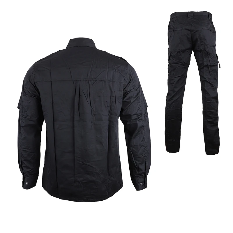 Uniforme táctico negro para hombre, traje de combate, ropa de entrenamiento, senderismo al aire libre, ropa de caza, chaqueta, pantalón, conjunto - imagen 3