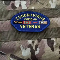 Parche bordado táctico velcro veterano coronavirus para mochila
