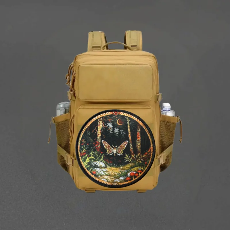 Parche con estampado de Sinfonía nocturna de mariposa, insignia de moral con gancho y bucle táctico, pegatinas decorativas para mochila, parches para brazalete para ropa