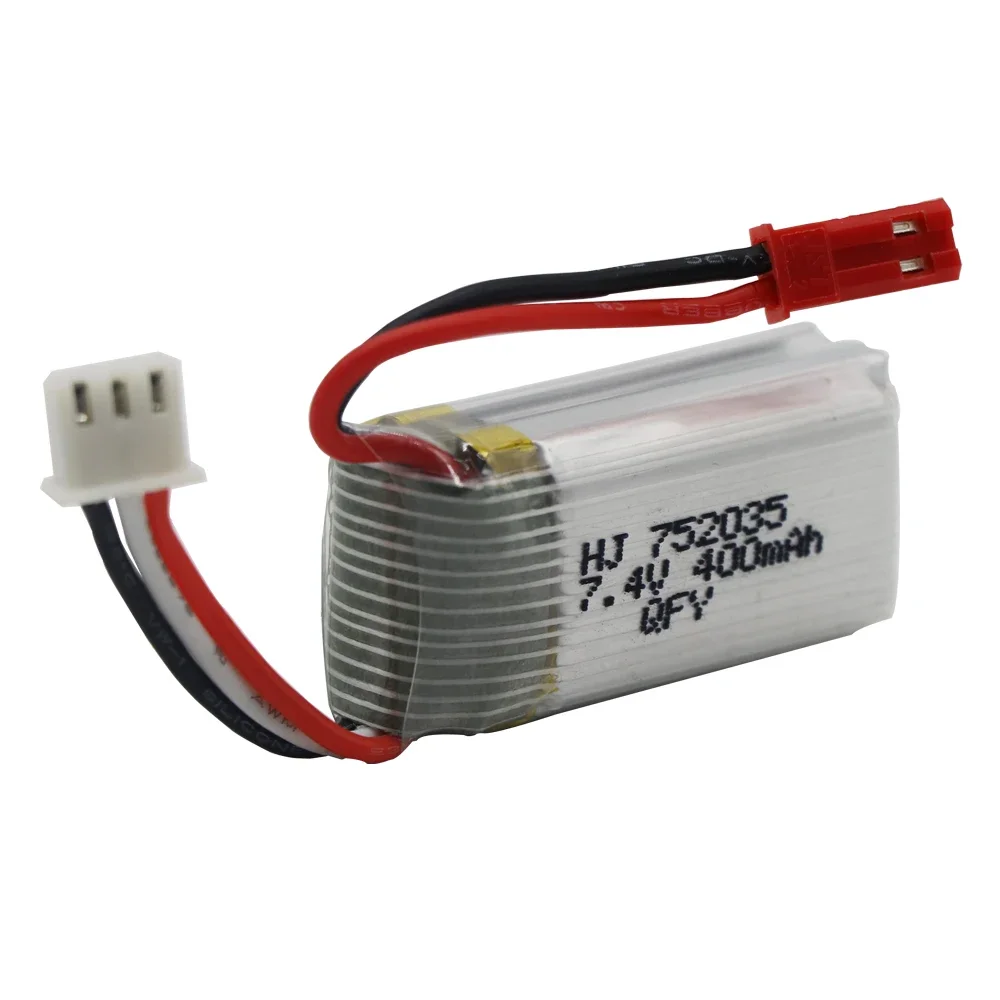 Batería Lipo de 7,4 V, 400mah, 20C, 2S, con enchufe JST con cargador para avión RC, cuadricóptero, Dron, helicóptero, juguetes, piezas de repuesto - imagen 4