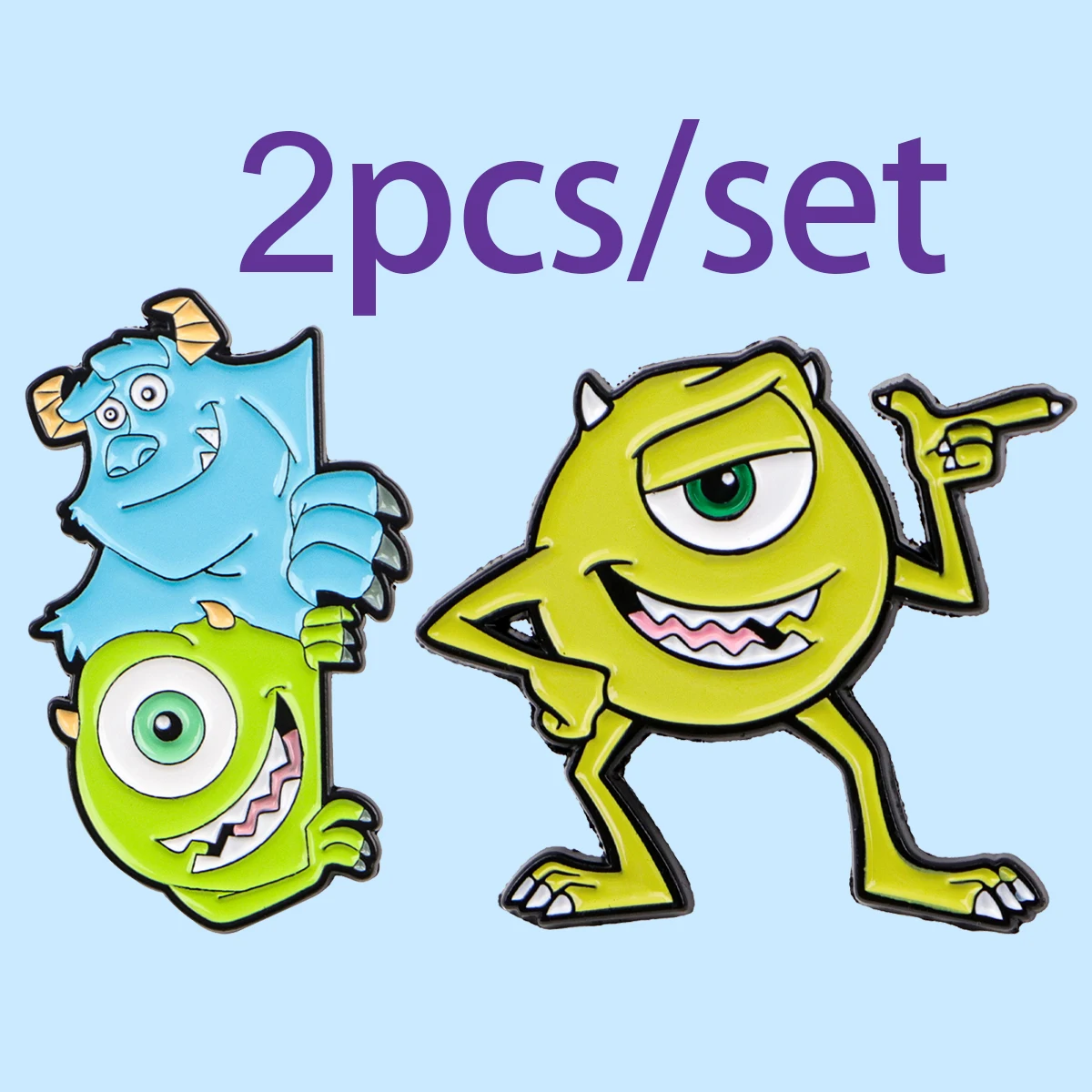 2 unids/set lindo monstruo esmalte Pins broche de dibujos animados conjunto sombrero solapa Pin insignia mochila accesorios joyería regalos para amigos