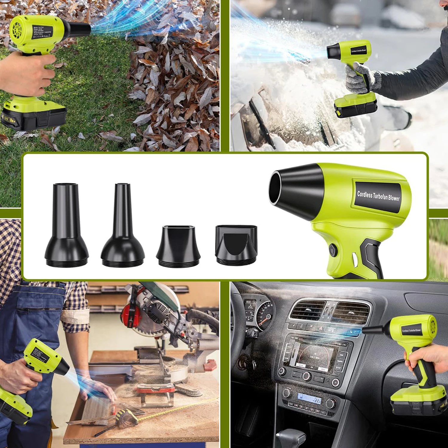 Soplador de hojas inalámbrico TF05 para Motor sin escobillas con batería Ryobi de 18 V, 130000 RPM, diseño liviano para hojas, polvo, nieve, cuidado del césped - imagen 5