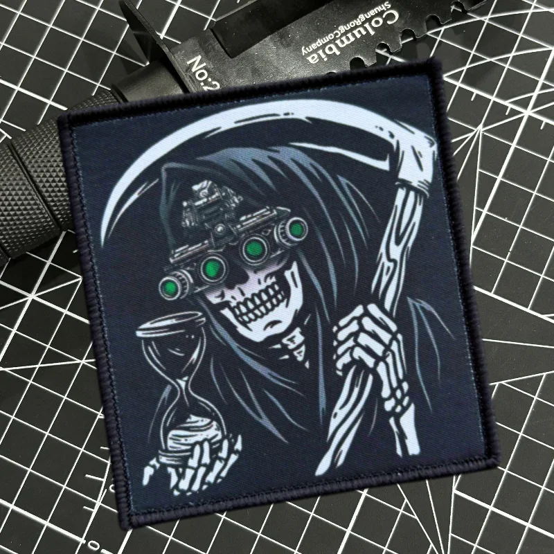 Parche de cuenta regresiva a la muerte, insignia de moral de calavera de Reaper, brazalete con gancho y bucle, parches estampados militares, pegatinas tácticas para mochila de muerte - imagen 4