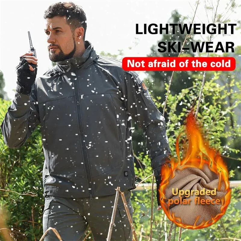 Chaqueta táctica de lana para hombre, abrigo militar con capucha para exteriores, caza Airsoft, trabajo impermeable, Otoño e Invierno - imagen 2