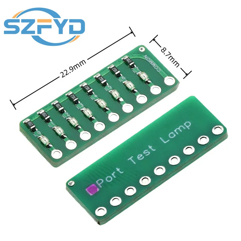 Lámpara de prueba de puerto LED de 8 segmentos, indicador de puerto de agua corriente, lámpara de prueba, colores rojo, verde y azul opcionales