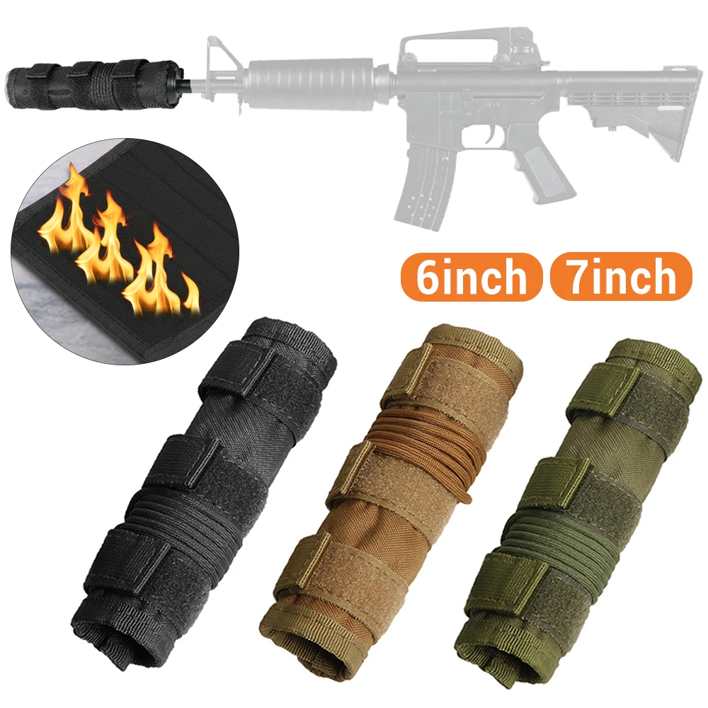 Cubierta de supresor táctico de 6/7 pulgadas, cubierta protectora de barril resistente al calor para Rifle, fundas protectoras para caza y tiro