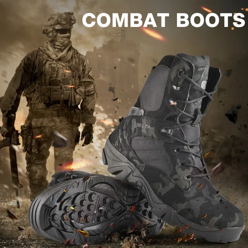 Botas de combate de alta calidad para hombre, botines de camuflaje para hombre, botas tácticas, zapatos de seguridad para el trabajo, botas para motocicleta - imagen 3