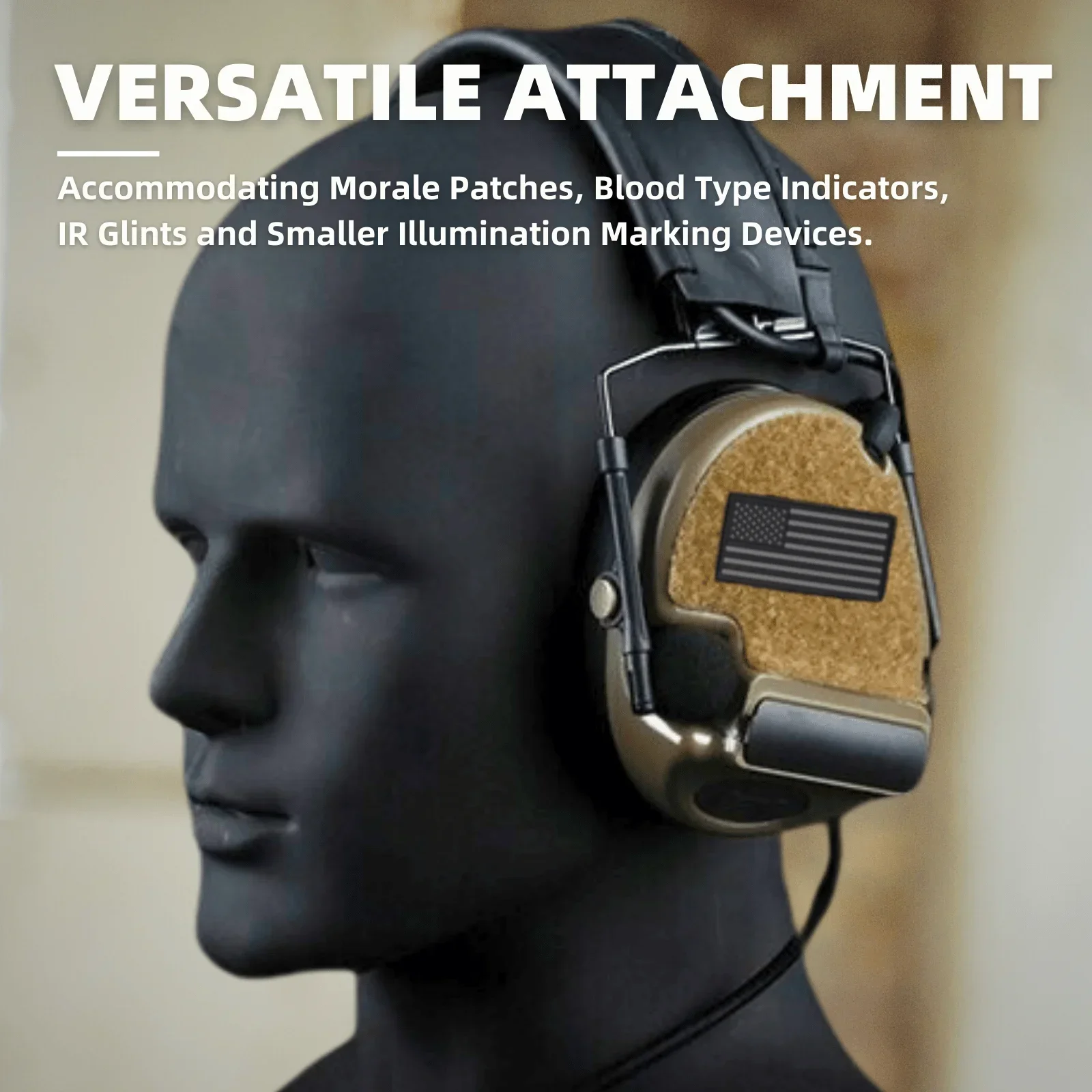 Cierre de gancho y bucle para auriculares compatible con Peltor ComTac(II/III/V/VI) para fijación versátil, almacenamiento de cables y camuflaje - imagen 5