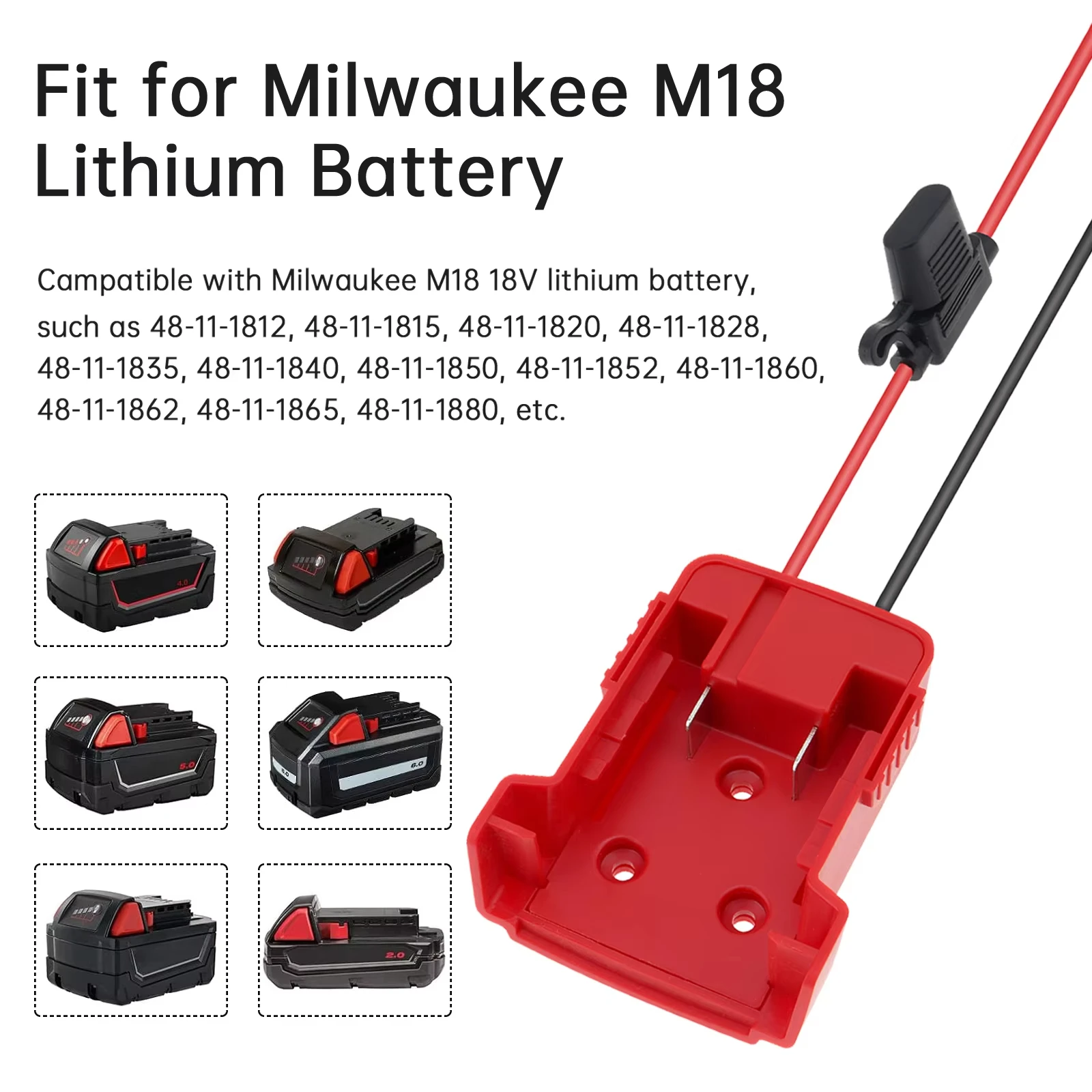 El más nuevo conector adaptador de Cable de descarga externa adecuado para batería de iones de litio Milwaukee 14,4 V 18V 20V paquete DIY - imagen 5