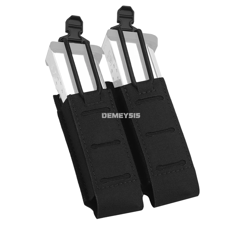 Bolsas dobles para revistas de 9MM, bolsa Molle para revistas tácticas, caza al aire libre, tiro, cintura, bolsa doble con soporte para pistola de 9mm - imagen 3