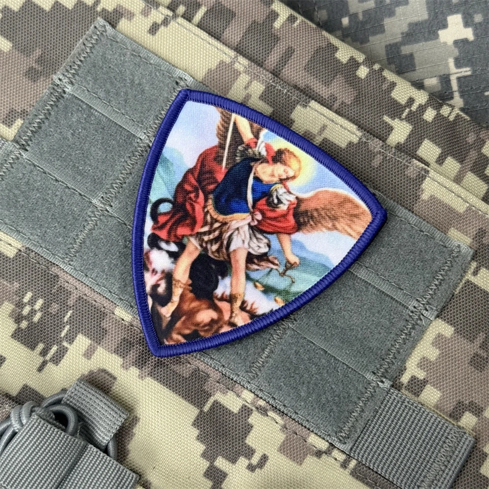 Parche de insignia de moral del Arcángel Saint Michael, brazalete táctico, parches de gancho y bucle impresos para ropa, pegatinas de mochila militar - imagen 2