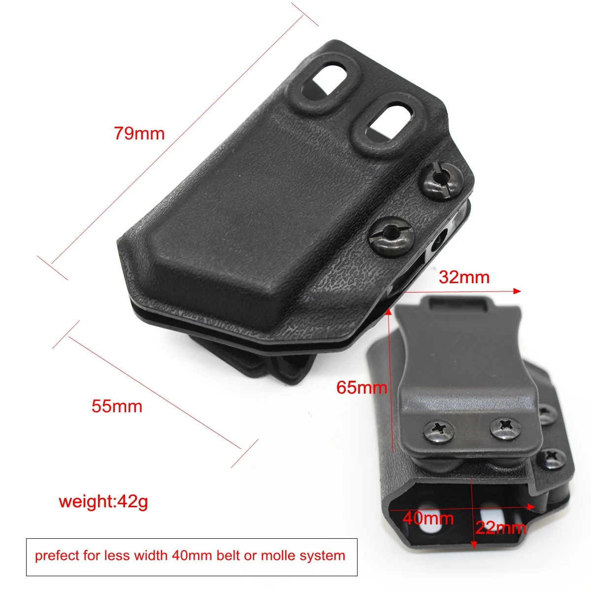 Bolsa para revistas IWB/OWB, estuche para revistas de doble apilamiento de 9mm/.40 para G CZ S & W H & K P365, bolsa para caza derecha e izquierda - imagen 3