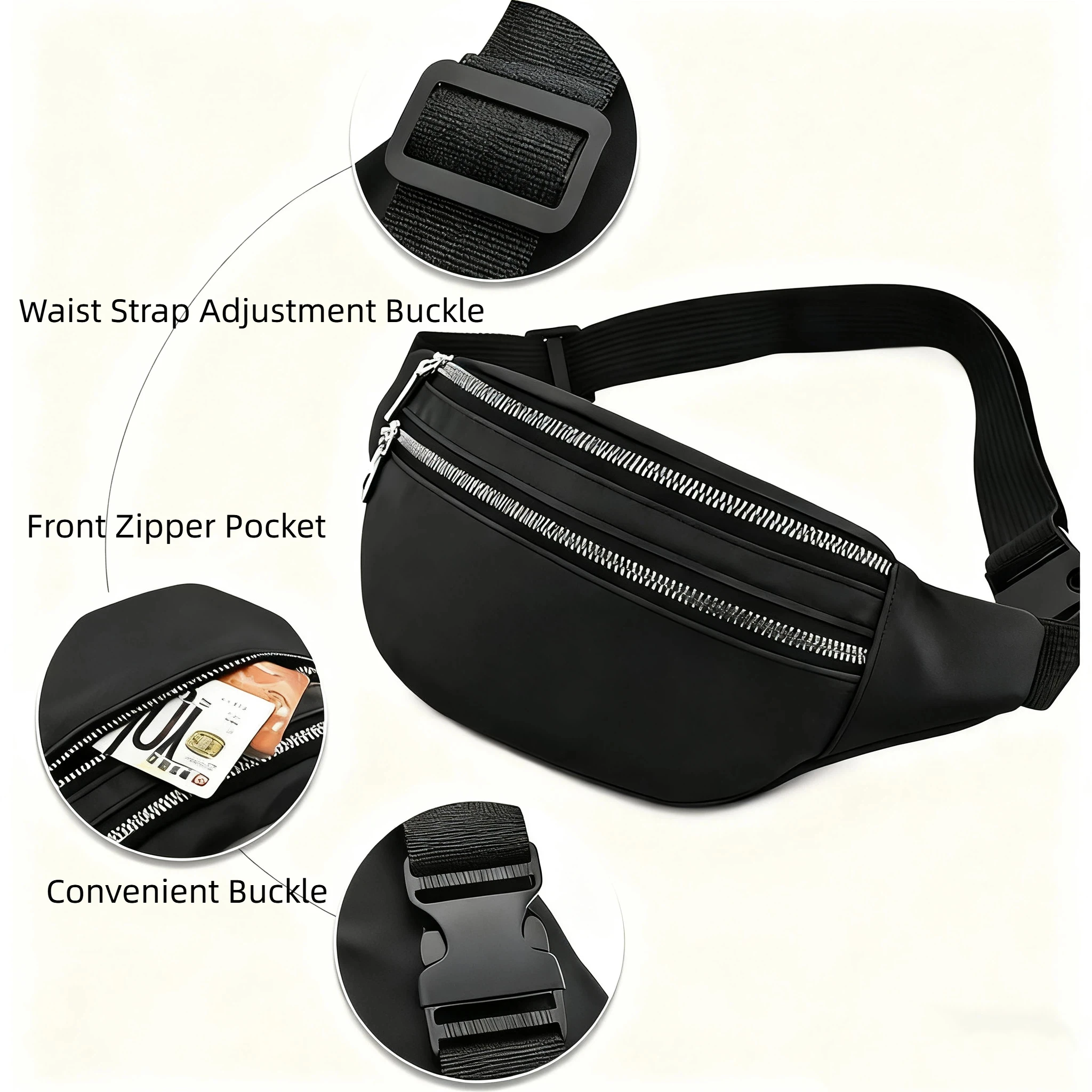 DIZETION Riñonera unisex impermeable a cuadros - Bolso de pecho de viaje deportivo informal de moda Paquete de vientre - imagen 4