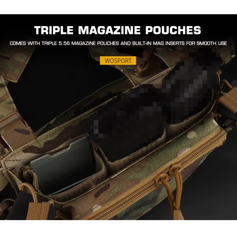 Plataforma de pecho duradera de nailon D3CRM con Triple paquete magnético 5,56, accesorios de caza para juegos CS al aire libre, bolsa de accesorios para chaleco táctico - imagen 5