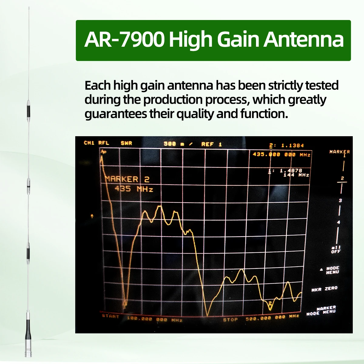 ABBREE AR-7900 antena de Radio móvil de doble banda VHF UHF antena de alta ganancia de acero inoxidable SG 7900 para AR-M70 BJ-218 QYT Radio de coche - imagen 3