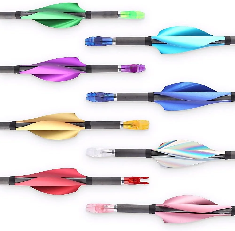 50x paletas giratorias de tiro con arco de ala derecha PANDARUS 1,75 "2" flechas de plumas de plástico en espiral, eje DIY para caza y objetivo - imagen 4