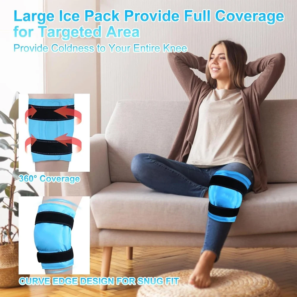 Rodillera envolvente de hielo alrededor de la rodilla, Gel reutilizable, paquete de hielo, lesiones, artritis, tendinitis, ACL, lesiones atléticas, recuperación de osteoartritis - imagen 4