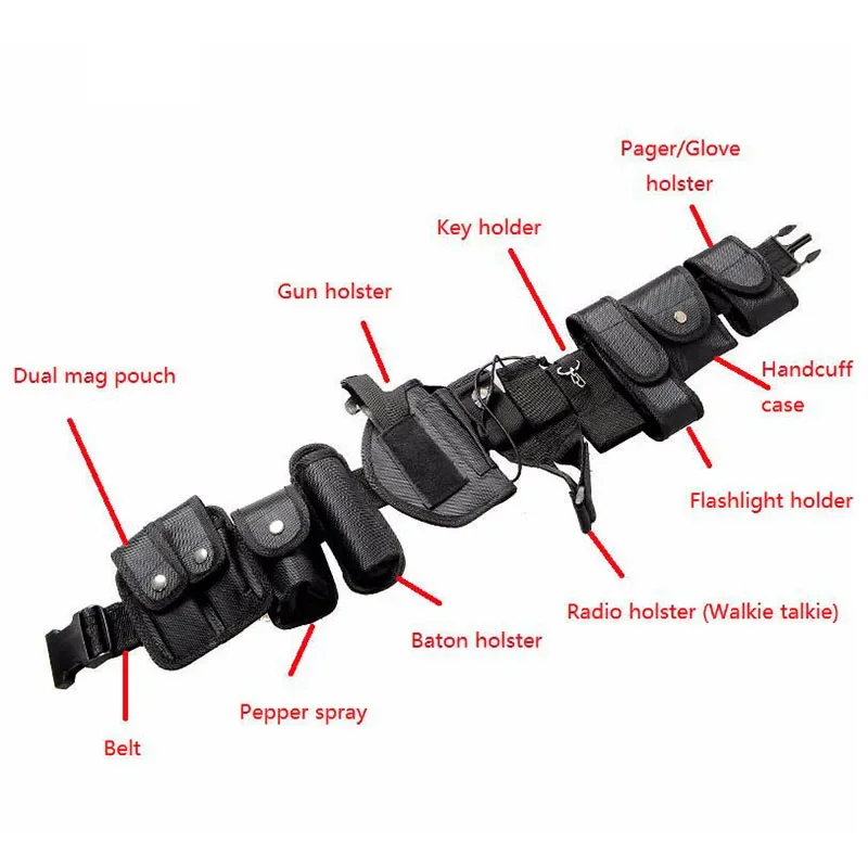 Nuevo Kit de cinturón de servicio 10 en 1 con bolsas, sistema de equipo táctico para aplicación de la ley, 10 Uds., cinturón de caza para acampar al aire libre - imagen 5