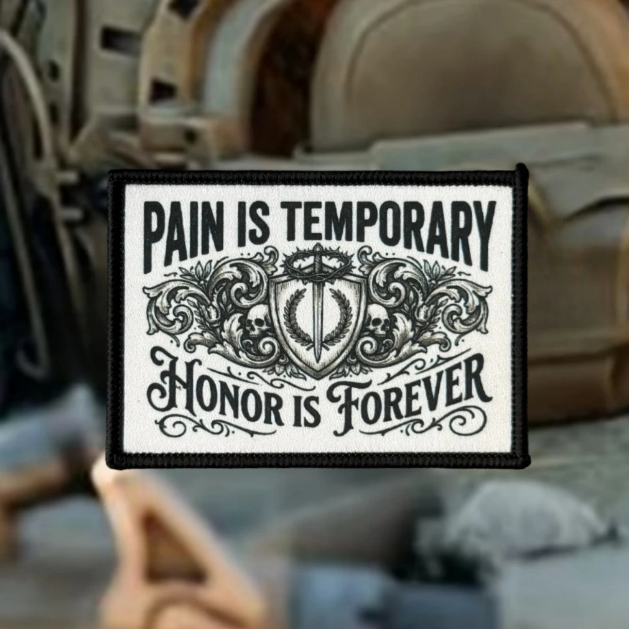 Parche táctico El Dolor es Temporal Honor Eterno–Gancho bucle mochila - imagen 2