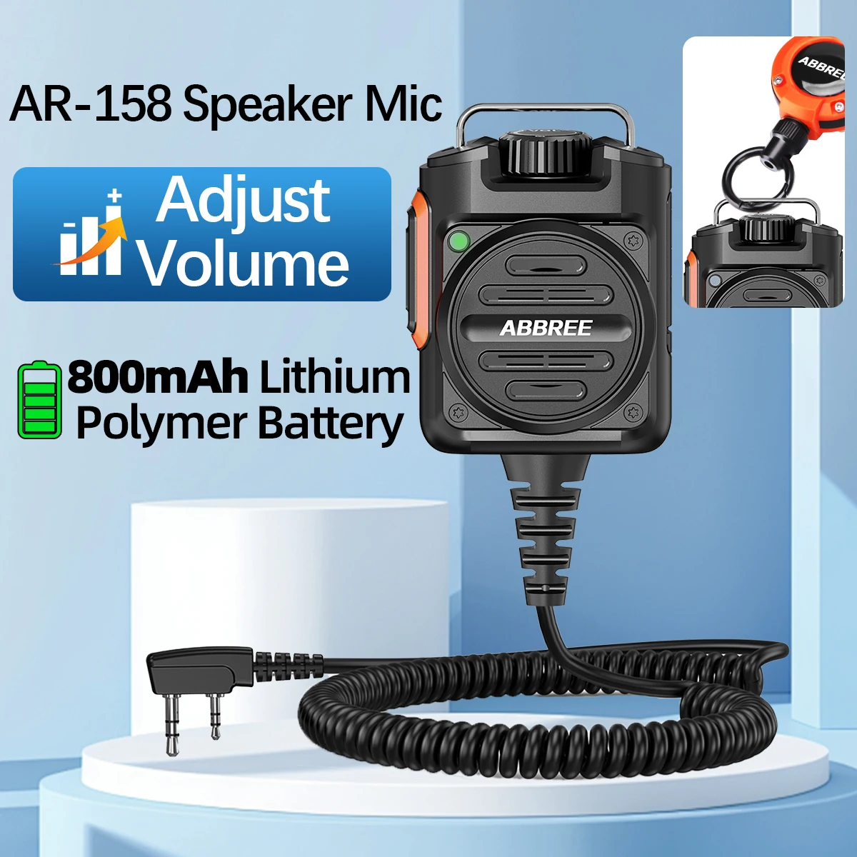 ABBREE AR-158 Walkie Talkie recargable micrófono altavoz volumen ajustable para Baofeng UV5R MINI Quansheng UV K5 UV-K1