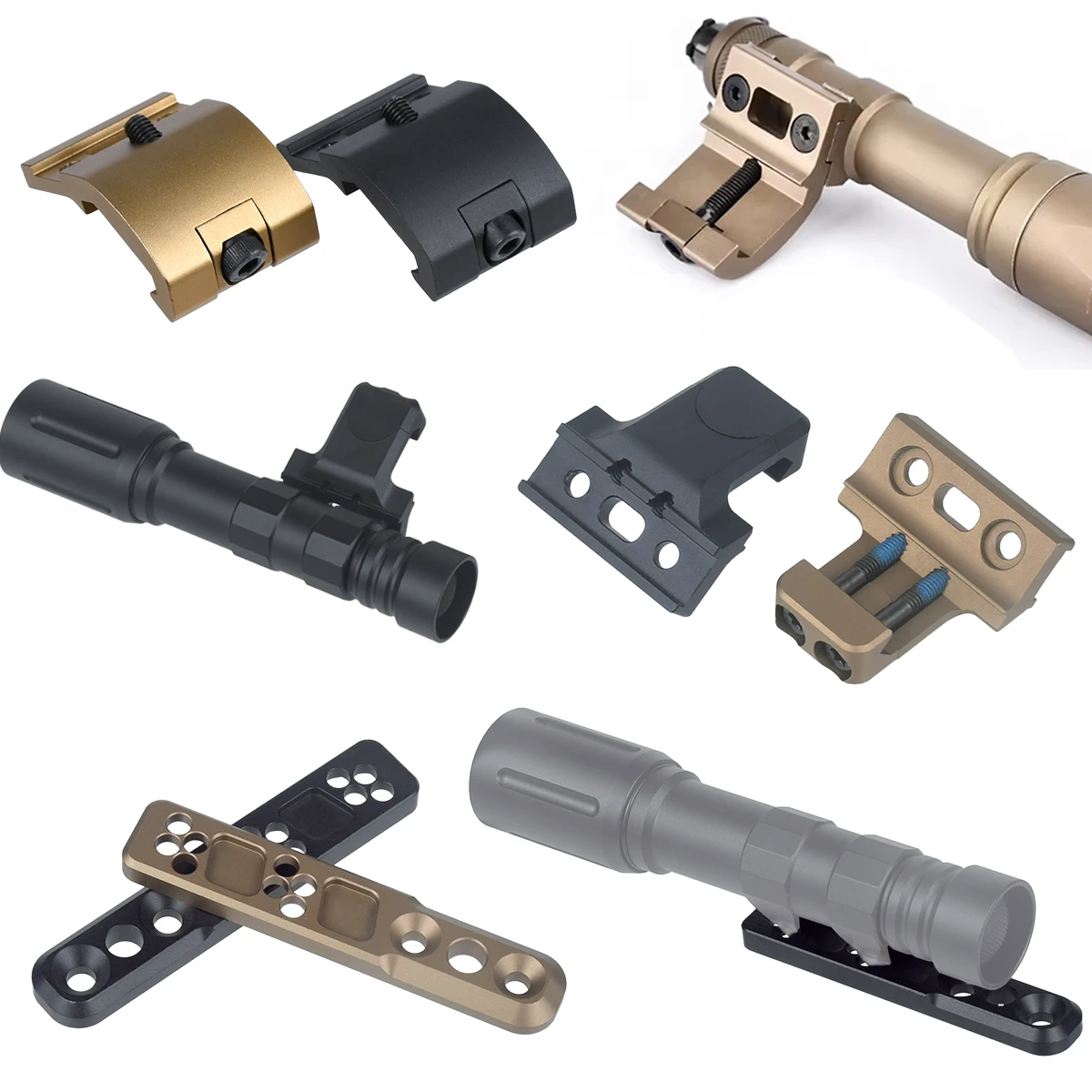 Soporte táctico ARIS serie Surefire M300 M600, montaje de explorador compensado compatible con Mlok Keymod SMR, Base de riel Airsoft M951 M620, soporte para linterna - imagen 4