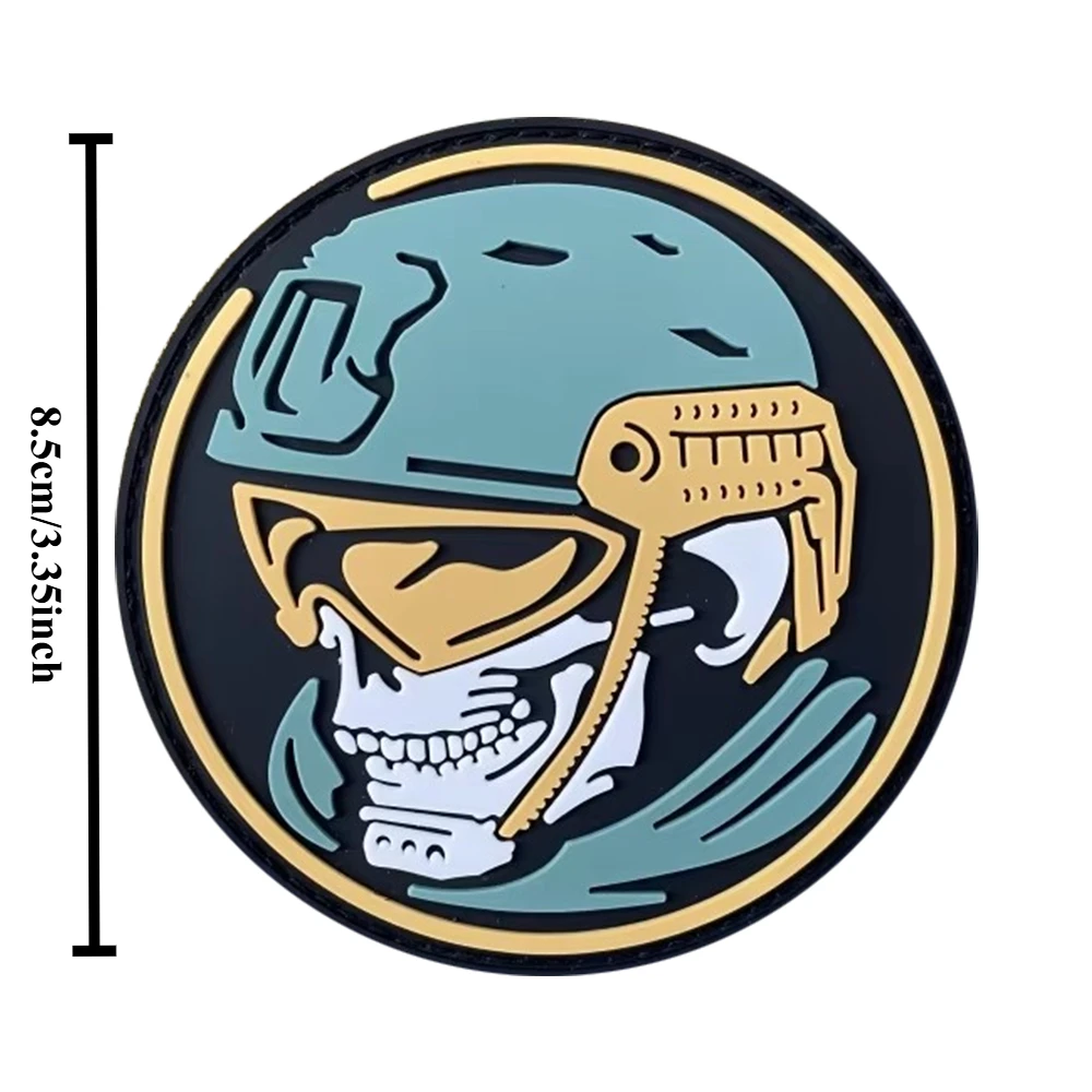 Parche táctico de calavera de piloto de combate, parches de gancho y bucle de PVC, insignia de moral, brazalete del ejército militar, pegatinas para mochila - imagen 3
