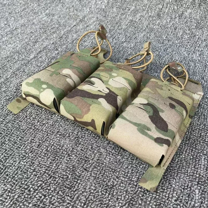 Bolsa táctica para revistas, Panel de corte láser Airsoft 5,56, bolsa Triple para revistas, chaleco, soporte para cargador Multicam Mag - imagen 2