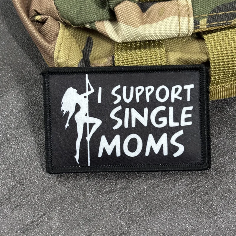 Parche estampado "SUPPORT SINGLE MOMS" para ropa, insignia de moral táctica, parche militar con gancho, brazalete para mochila - imagen 5