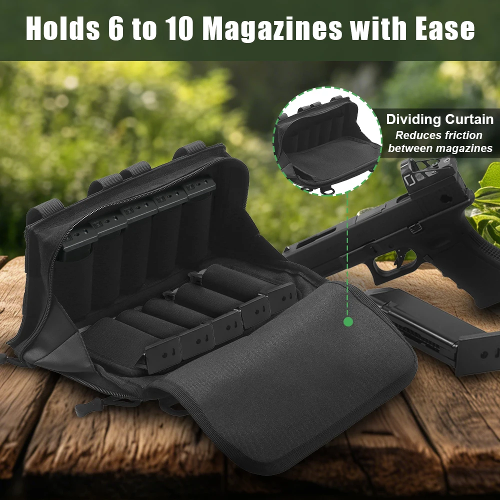 Bolsa táctica para revistas, bolsa Molle Mag de 9mm, bolsa para administrador, bolsa para revistas de pistola, soporte para cartuchos, bolsa de caza con 10 ranuras para revistas - imagen 5