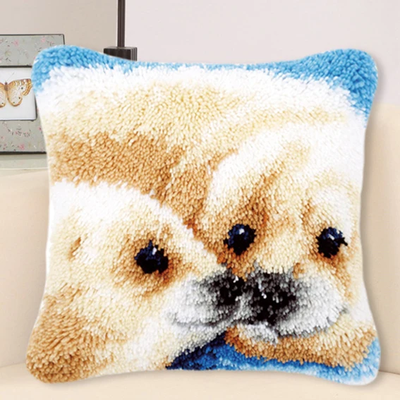 Cojín de estilo animal Smyrna, paquete de botón, gato, perro, pestillo, gancho, almohada, bordado, Kit de gancho para costura DIY - imagen 4