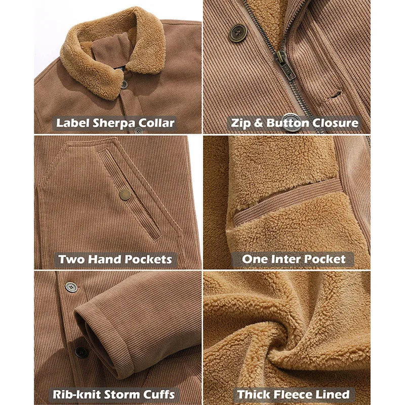 Chaqueta camionero de pana con forro sherpa – Abrigo informal hombre - imagen 5
