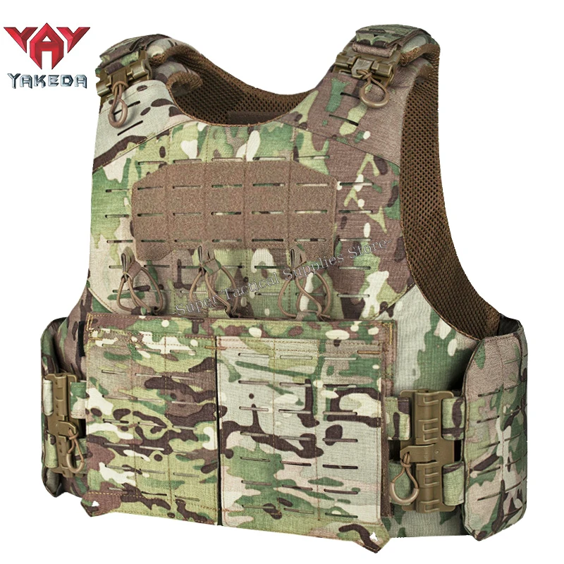 YAKEDA-portador de placa táctica, chaleco de caza, sistema PALS Modular de liberación rápida ajustable, equipo de protección multifuncional para Airsoft - imagen 2