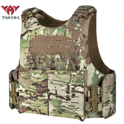 YAKEDA-portador de placa táctica, chaleco de caza, sistema PALS Modular de liberación rápida ajustable, equipo de protección multifuncional para Airsoft