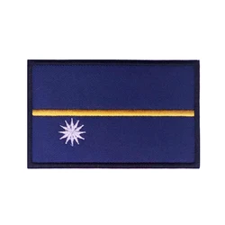 Parches de bandera de Nauru, brazalete, parche bordado, gancho y bucle, insignia bordada con hierro, raya militar
