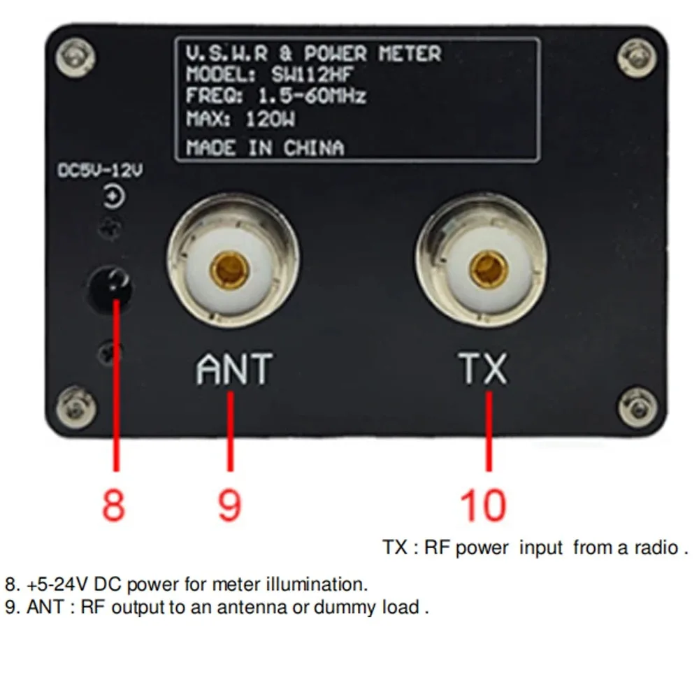 SURECOM SW-112 Medidor de SWR y potencia con LED para radioaficionados - imagen 5