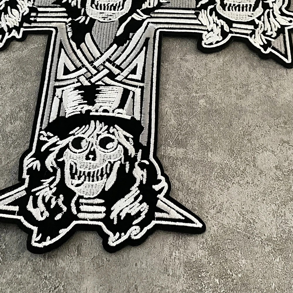 Parche de tela bordado con banda Punk doble, rosa Gunhua, decoración de ropa de caballero para motocicleta, pegatinas tácticas para mochila - imagen 4