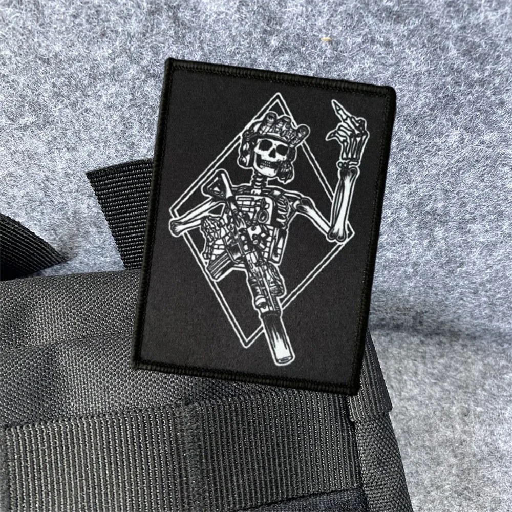 Parches de insignia de moral de calavera de tácticas de muerte, brazalete con gancho y bucle impreso, pegatinas para casco de mochila táctica militar del ejército al aire libre - imagen 4