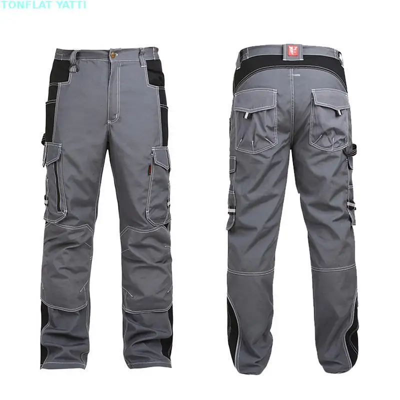 Pantalones de trabajo Cargo informales con múltiples bolsillos, pantalones de trabajo mecánicos para hombre, pantalones de policotón resistentes al desgaste - imagen 2