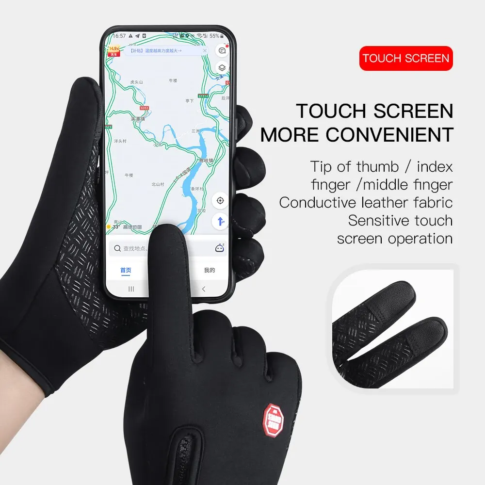 Guantes de lana de invierno para hombres y mujeres con pantalla táctil cálidos para ciclismo al aire libre conducción guantes resistentes al frío guantes antideslizantes a prueba de viento - imagen 5