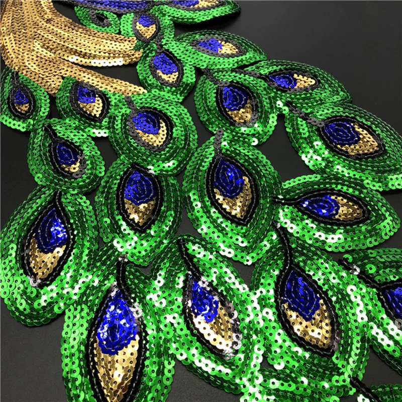 Parches bordados de lentejuelas doradas, adornos de encaje para vestido de bailarina, pegatinas DIY, Phoenix Bird, Verde - imagen 4